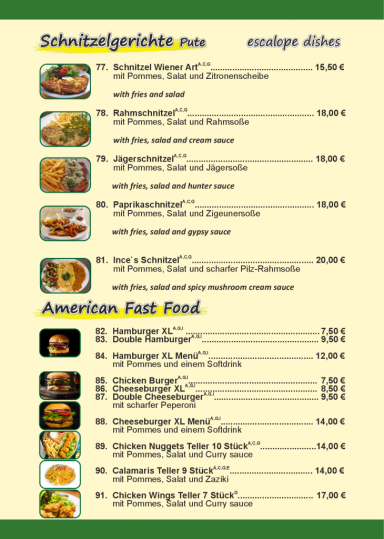 Schnitzel & American Fast Food